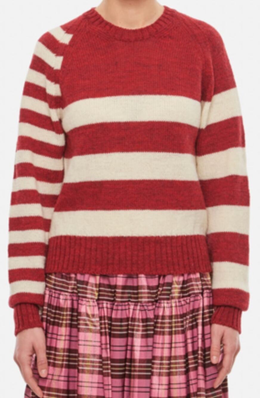 Molly Goddard XS maroon Ines striped wool sweater